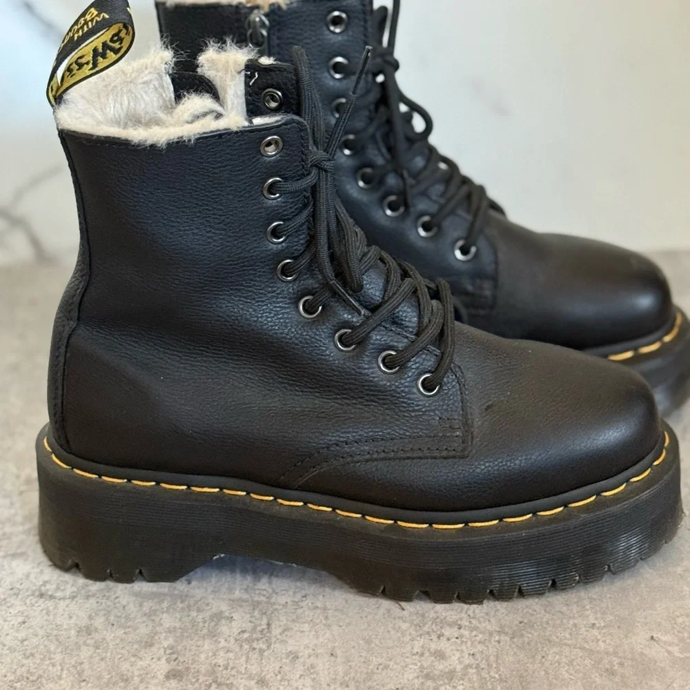 Dr. Martens Jadon Faux Fur Lined Leather Platform Boots - Picture 4 of 10
